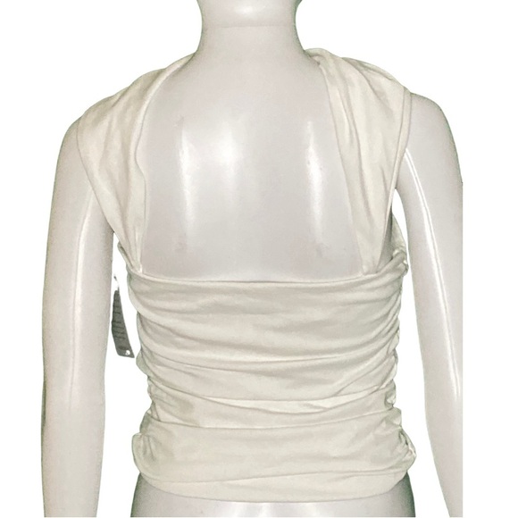 Cushnie Et Ochs Audrey Optic White Scarf Neck Ruched Crop Top - Sz S and M - Picture 3 of 9